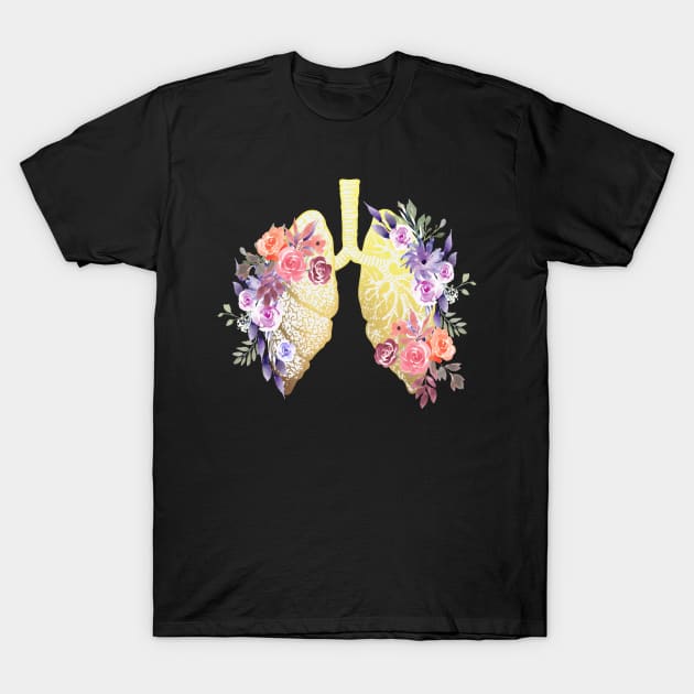 Floral Lungs Anatomy T-Shirt by Bluepress